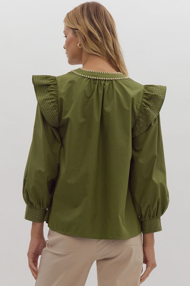 Falling For You Top in Olive