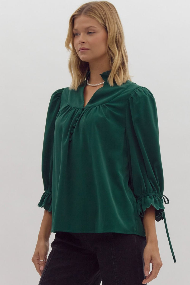 Classically You Blouse in Hunter Green