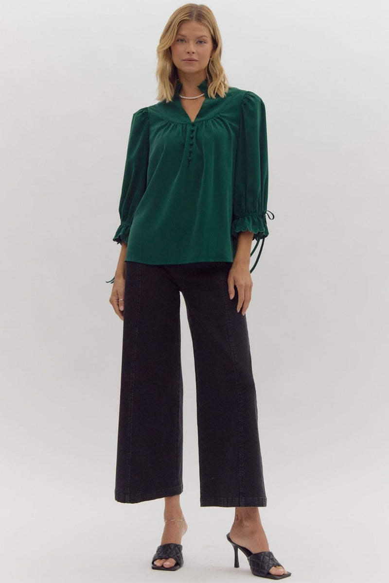 Classically You Blouse in Hunter Green