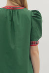 The Noel Plaid Trim Top in Green