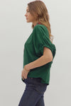 The Holly Plaid Trim Top in Green