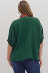 The Holly Plaid Trim Top in Green