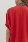 The Holly Plaid Trim Top in Red