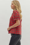 The Merry Plaid Puff Sleeve Top