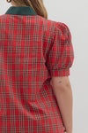 The Merry Plaid Puff Sleeve Top