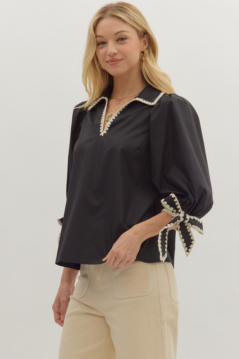 A Good Sign Stitch Top in Black