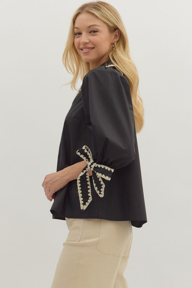 A Good Sign Stitch Top in Black