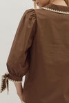 A Good Sign Stitch Top in Brown