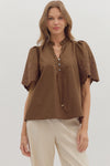 Hazelnut Bloom Eyelet Blouse