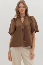 Hazelnut Bloom Eyelet Blouse