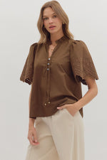 Hazelnut Bloom Eyelet Blouse