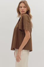 Hazelnut Bloom Eyelet Blouse