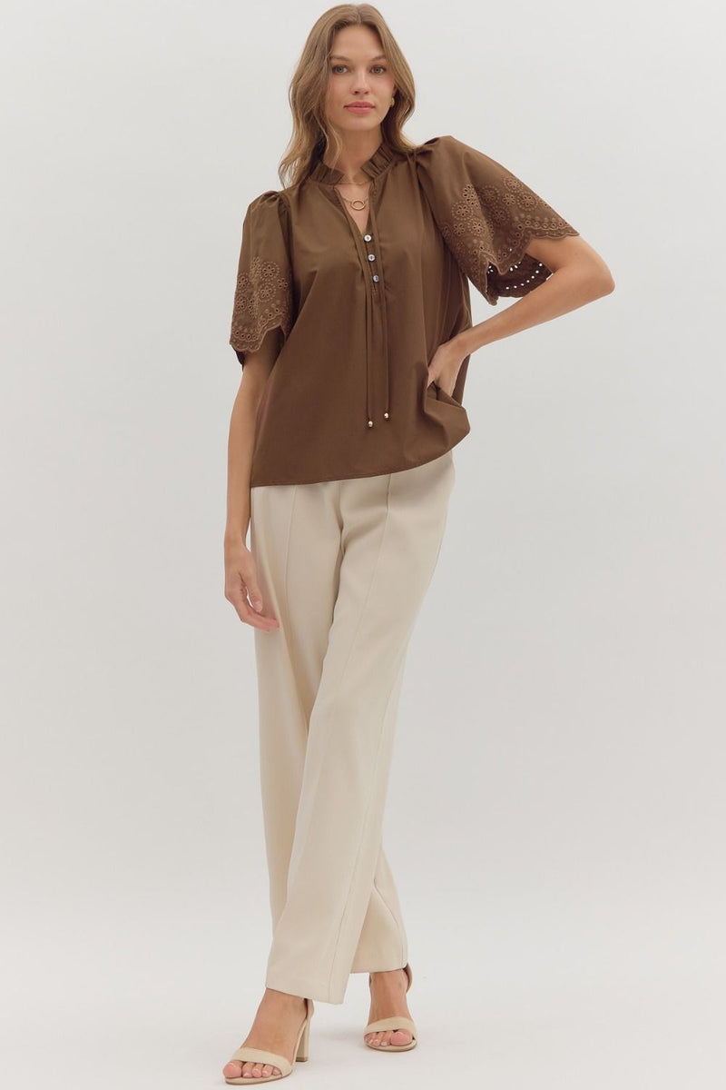 Hazelnut Bloom Eyelet Blouse