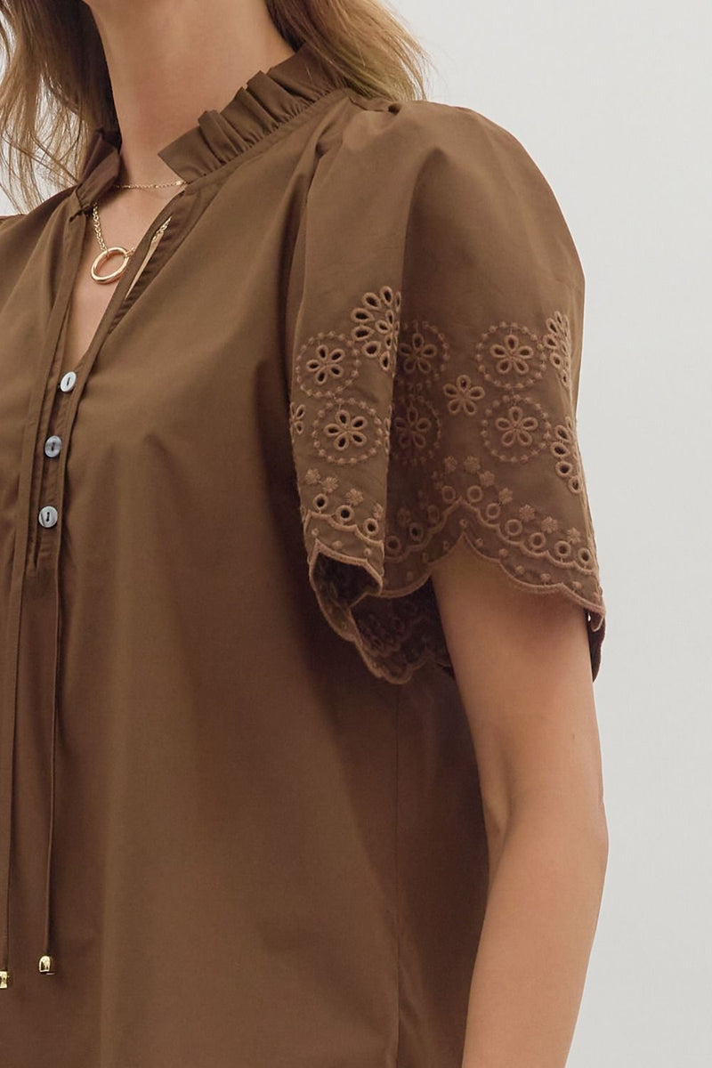 Hazelnut Bloom Eyelet Blouse