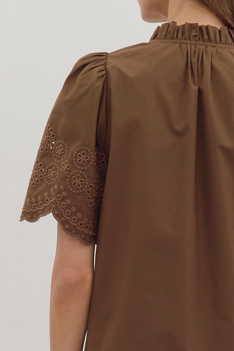 Hazelnut Bloom Eyelet Blouse
