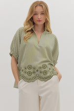In The Books Embroidered Top in Green