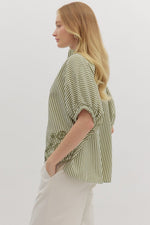 In The Books Embroidered Top in Green