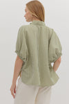 In The Books Embroidered Top in Green