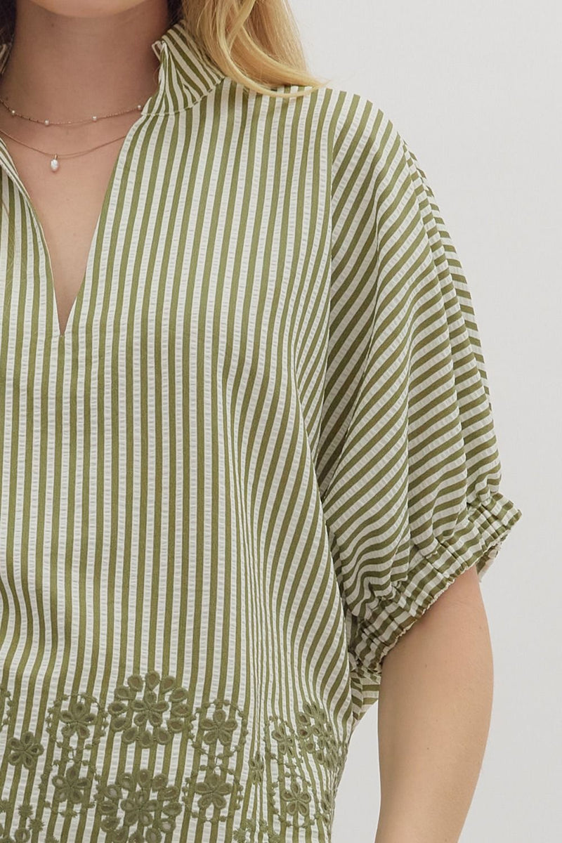 In The Books Embroidered Top in Green
