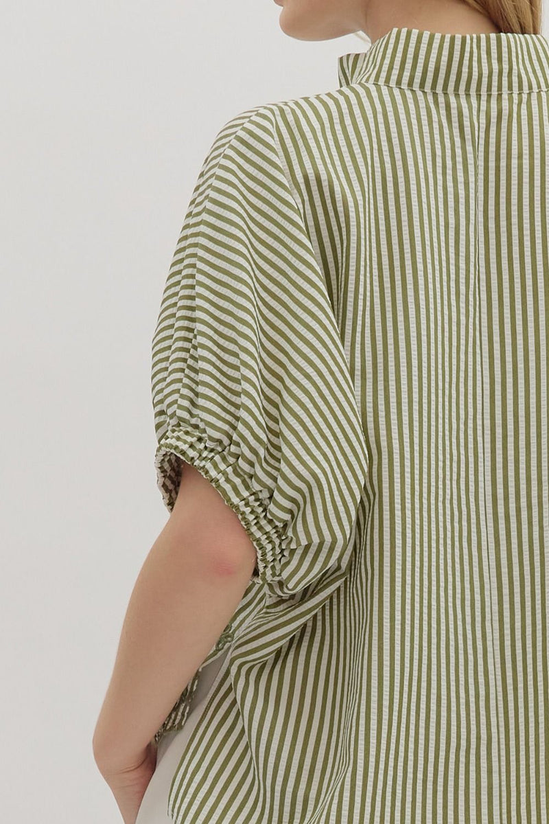 In The Books Embroidered Top in Green