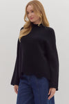 Let’s Be Honest Scallop Hem Sweater in Black