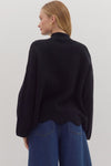 Let’s Be Honest Scallop Hem Sweater in Black