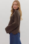 Let’s Be Honest Scallop Hem Sweater in Brown