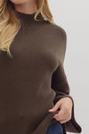 Let’s Be Honest Scallop Hem Sweater in Brown