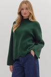 Let’s Be Honest Scallop Hem Sweater in Green