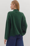 Let’s Be Honest Scallop Hem Sweater in Green
