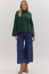 Let’s Be Honest Scallop Hem Sweater in Green