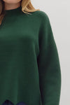 Let’s Be Honest Scallop Hem Sweater in Green