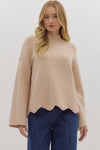 Let’s Be Honest Scallop Hem Sweater in Oatmeal