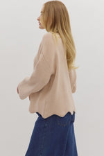 Let’s Be Honest Scallop Hem Sweater in Oatmeal