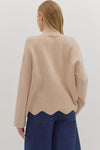 Let’s Be Honest Scallop Hem Sweater in Oatmeal