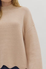 Let’s Be Honest Scallop Hem Sweater in Oatmeal