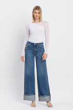 Vervet High Rise Cuffed Panel Baggy Wide Jeans
