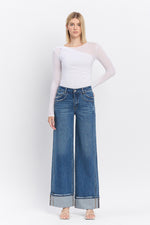 Vervet High Rise Cuffed Panel Baggy Wide Jeans