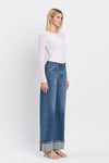 Vervet High Rise Cuffed Panel Baggy Wide Jeans