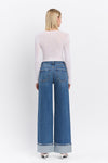 Vervet High Rise Cuffed Panel Baggy Wide Jeans
