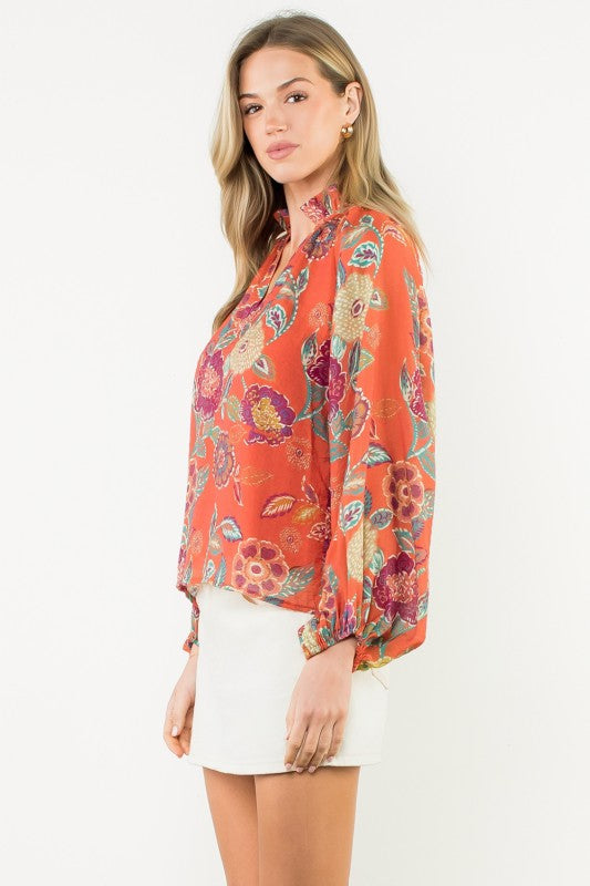 Crossed My Mind Floral Print Top