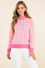 Highland Pink Houndstooth Sweater