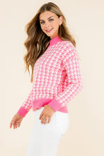 Highland Pink Houndstooth Sweater