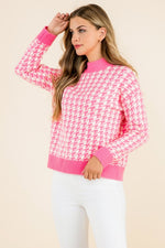 Highland Pink Houndstooth Sweater