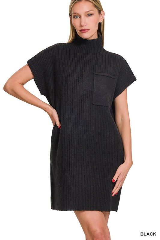 Never Looked Back Sweater Dress in Black