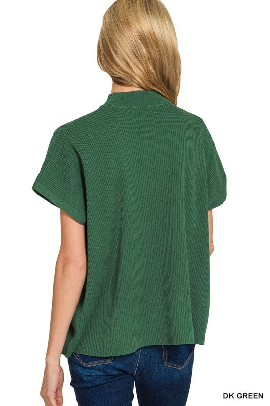 Crowd Pleaser Ribbed Knit Top in Hunter Green