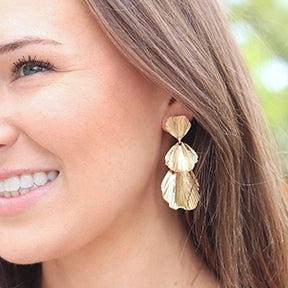 Tiered Gold Fan Earring