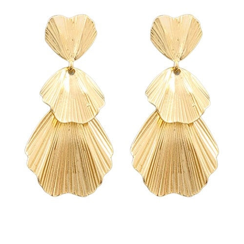 Tiered Gold Fan Earring