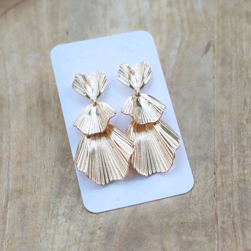 Tiered Gold Fan Earring