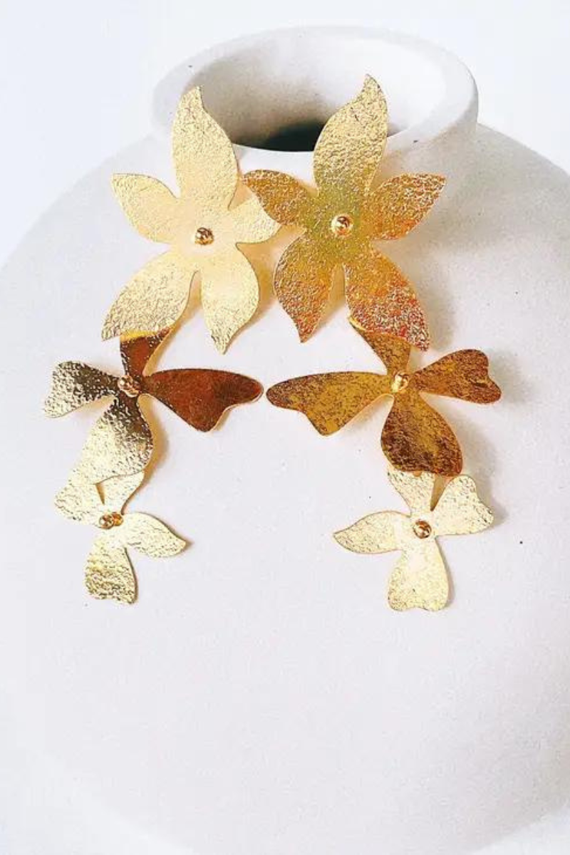 Gold Triple Jasmine Earrings